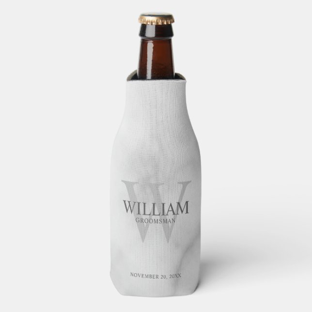 Personalised Groomsmen Monogram & Name Bottle Cooler (Bottle Front)
