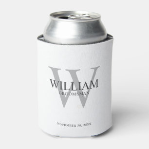 Personalised Groomsmen Monogram & Name Can Cooler