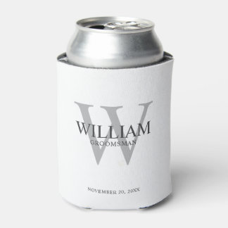 Personalised Groomsmen Monogram & Name Can Cooler