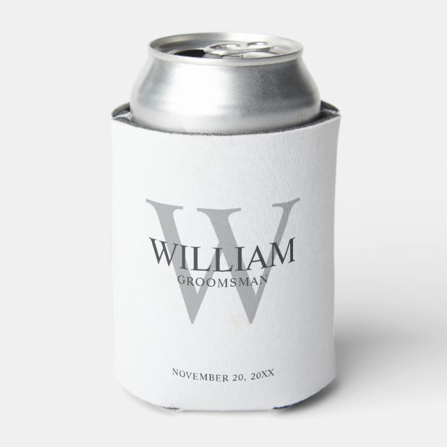 Personalised Groomsmen Monogram & Name Can Cooler (Can Front)