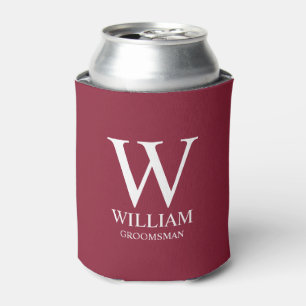 Personalised Groomsmen Monogram & Name Can Cooler