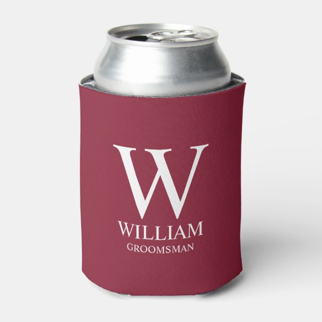 Personalised Groomsmen Monogram & Name Can Cooler (Can Front)