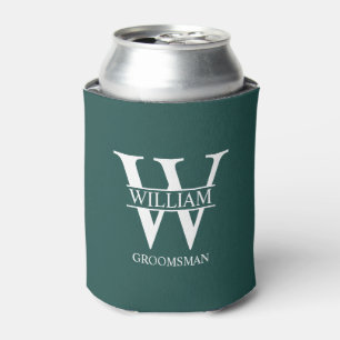 Personalised Groomsmen Monogram & Name Can Cooler