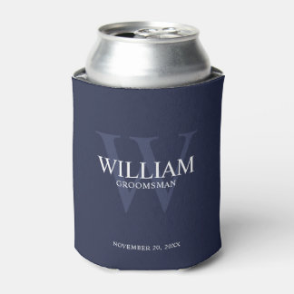 Personalised Groomsmen Monogram & Name Can Cooler