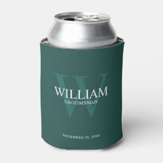 Personalised Groomsmen Monogram & Name Can Cooler