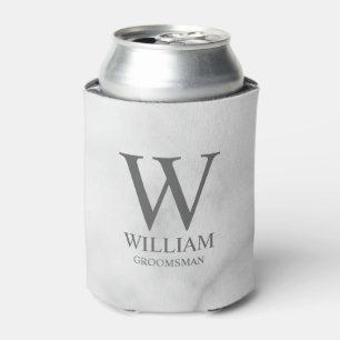 Personalised Groomsmen Monogram & Name Can Cooler