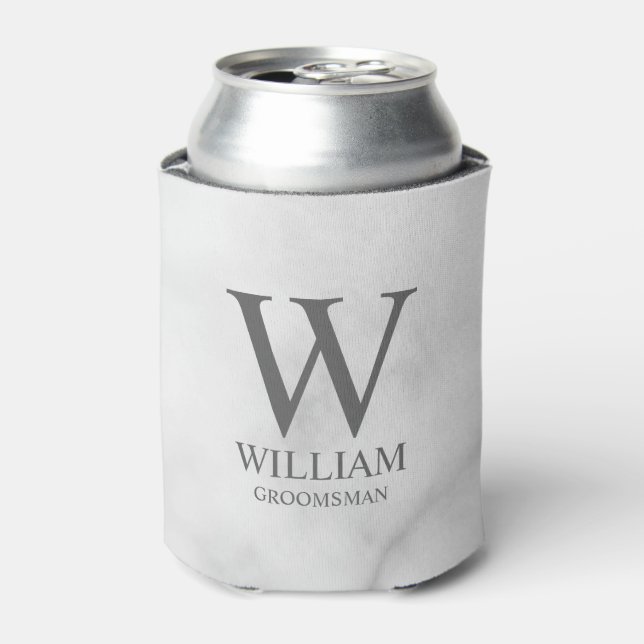 Personalised Groomsmen Monogram & Name Can Cooler (Can Front)