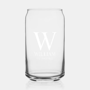 Personalised Groomsmen Monogram & Name Can Glass