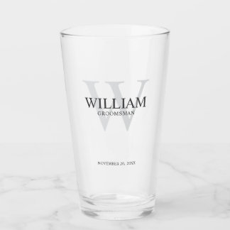Personalised Groomsmen Monogram & Name Glass