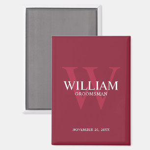 Personalised Groomsmen Monogram & Name Magnet