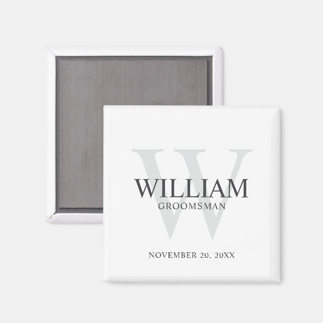 Personalised Groomsmen Monogram & Name Magnet (Front/Back)