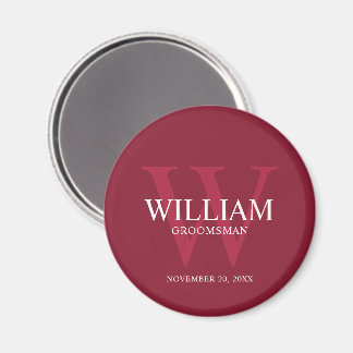 Personalised Groomsmen Monogram & Name Magnet