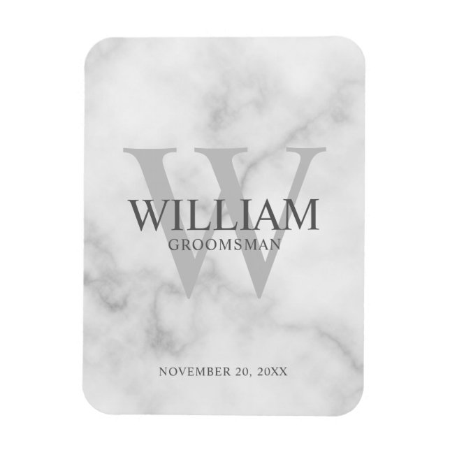 Personalised Groomsmen Monogram & Name Magnet (Vertical)