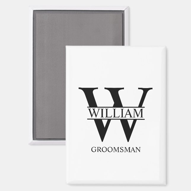 Personalised Groomsmen Monogram & Name Magnet (Front/Back)