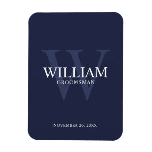 Personalised Groomsmen Monogram & Name Magnet