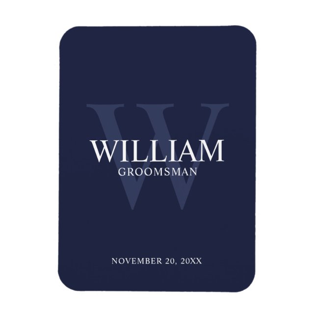Personalised Groomsmen Monogram & Name Magnet (Vertical)