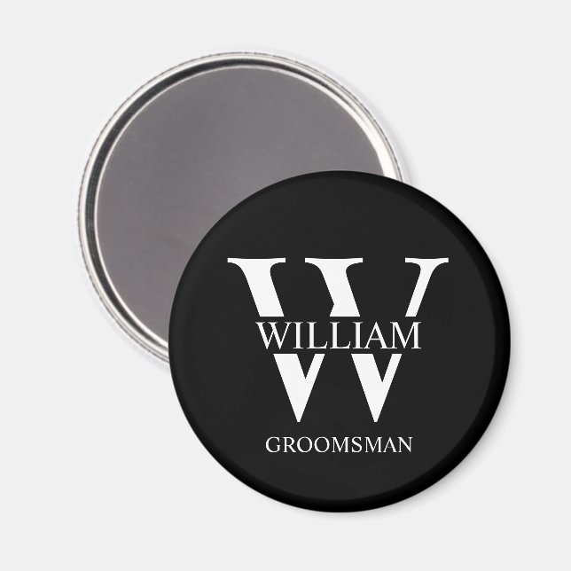Personalised Groomsmen Monogram & Name Magnet (Front/Back)