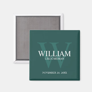 Personalised Groomsmen Monogram & Name Magnet