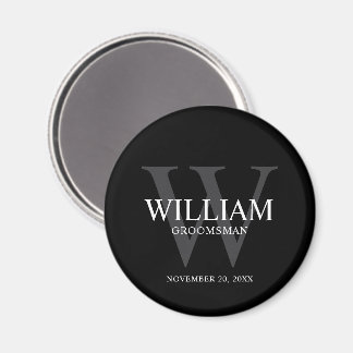 Personalised Groomsmen Monogram & Name Magnet