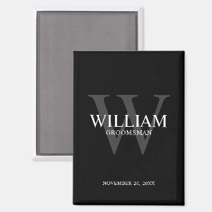 Personalised Groomsmen Monogram & Name Magnet