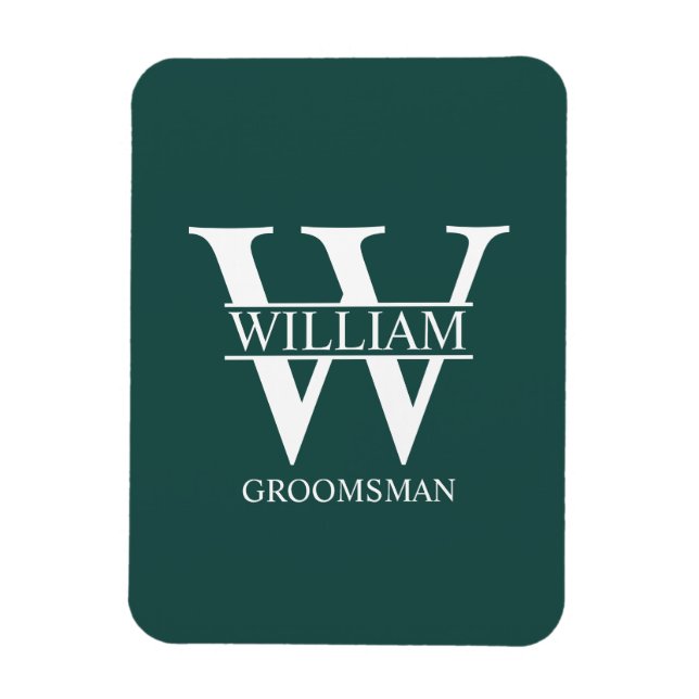 Personalised Groomsmen Monogram & Name Magnet (Vertical)