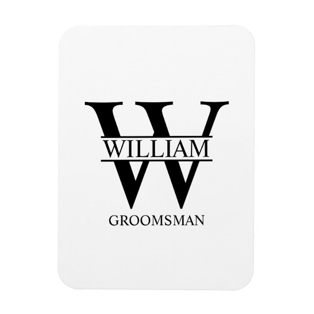 Personalised Groomsmen Monogram & Name Magnet (Vertical)