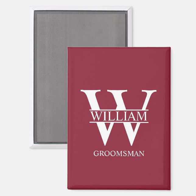 Personalised Groomsmen Monogram & Name Magnet (Front/Back)