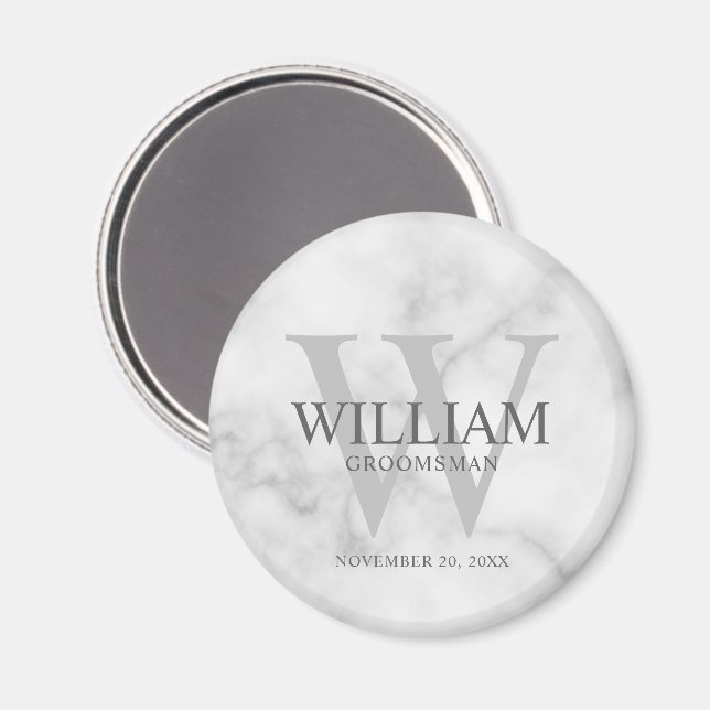 Personalised Groomsmen Monogram & Name Magnet (Front/Back)