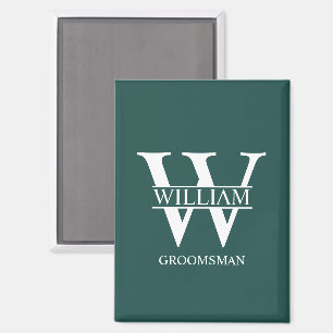 Personalised Groomsmen Monogram & Name Magnet