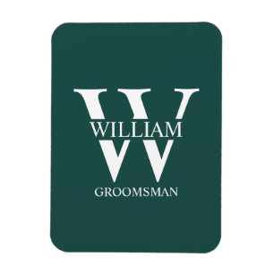 Personalised Groomsmen Monogram & Name Magnet