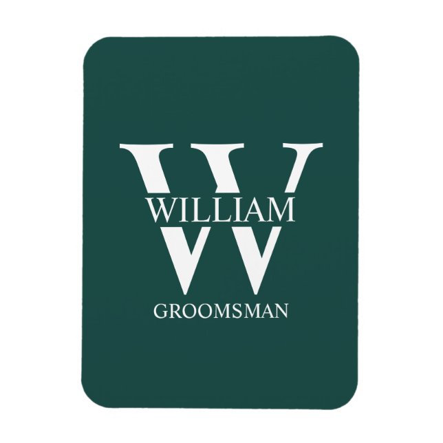 Personalised Groomsmen Monogram & Name Magnet (Vertical)