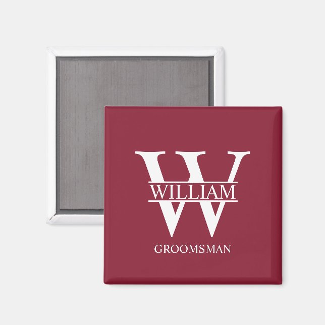 Personalised Groomsmen Monogram & Name Magnet (Front/Back)