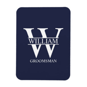 Personalised Groomsmen Monogram & Name Magnet