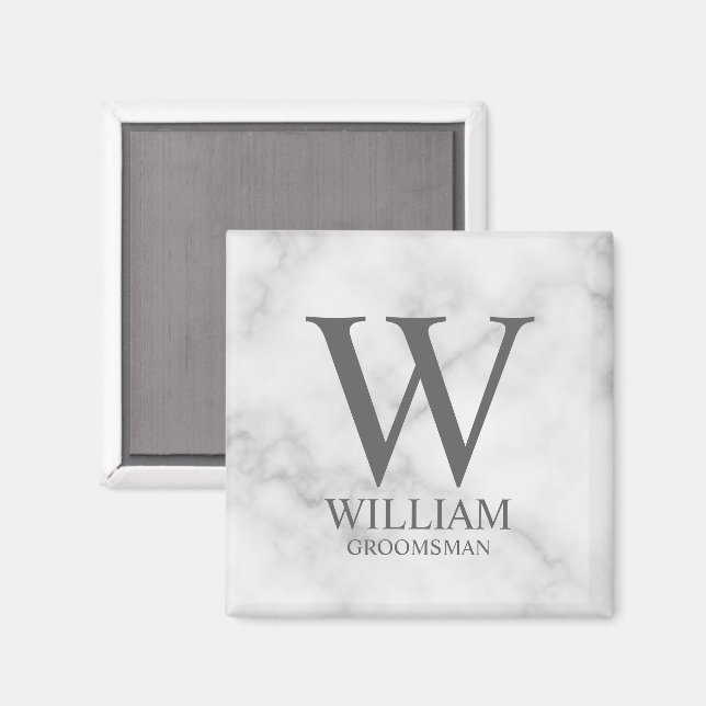 Personalised Groomsmen Monogram & Name Magnet (Front/Back)