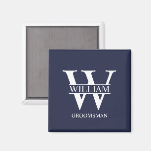 Personalised Groomsmen Monogram & Name Magnet