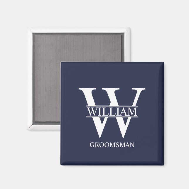 Personalised Groomsmen Monogram & Name Magnet (Front/Back)