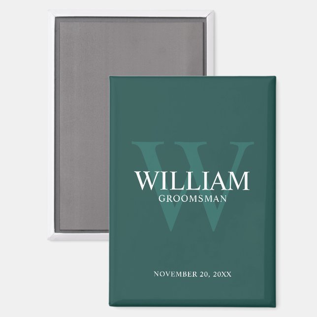 Personalised Groomsmen Monogram & Name Magnet (Front/Back)
