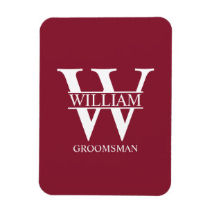 Personalised Groomsmen Monogram & Name Magnet