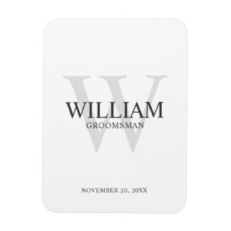 Personalised Groomsmen Monogram & Name Magnet