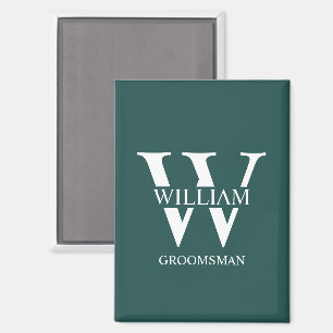 Personalised Groomsmen Monogram & Name Magnet
