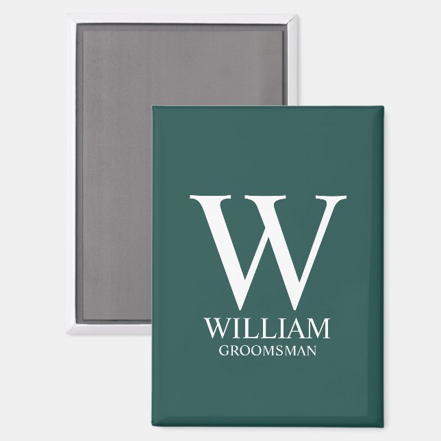 Personalised Groomsmen Monogram & Name Magnet (Front/Back)