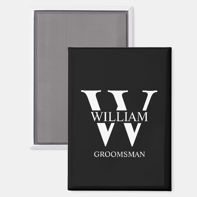 Personalised Groomsmen Monogram & Name Magnet (Front/Back)