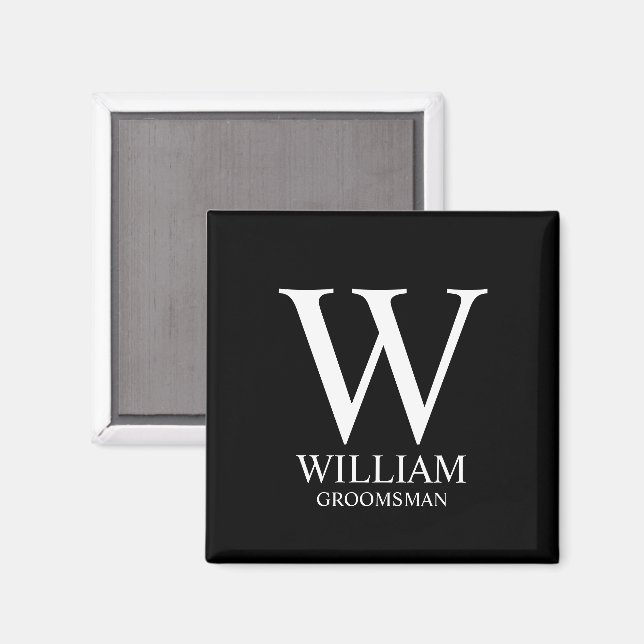 Personalised Groomsmen Monogram & Name Magnet (Front/Back)