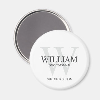 Personalised Groomsmen Monogram & Name Magnet