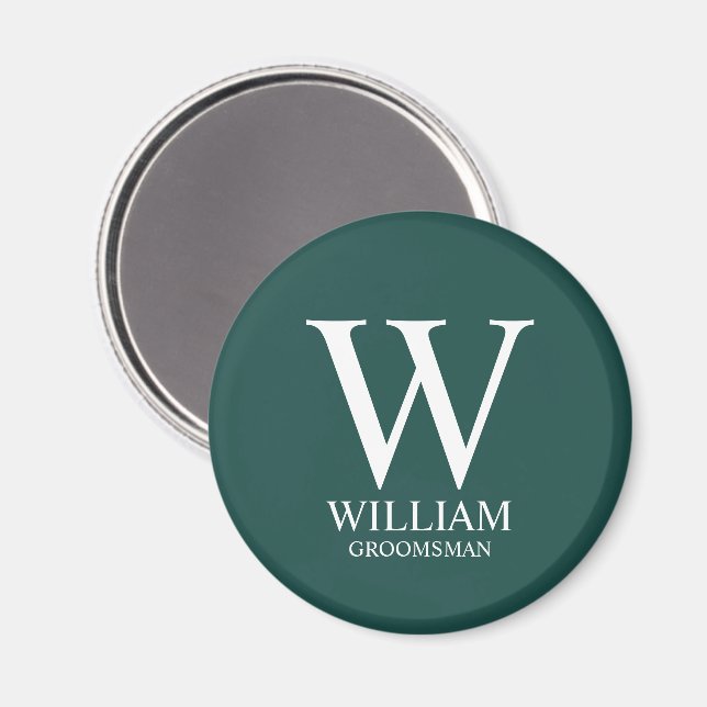 Personalised Groomsmen Monogram & Name Magnet (Front/Back)