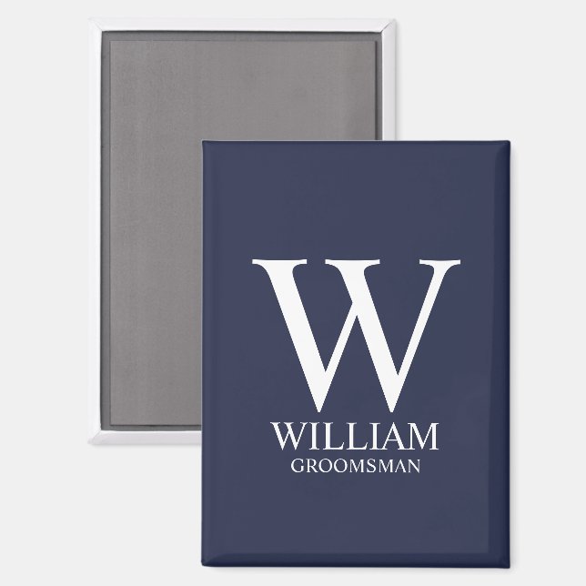 Personalised Groomsmen Monogram & Name Magnet (Front/Back)