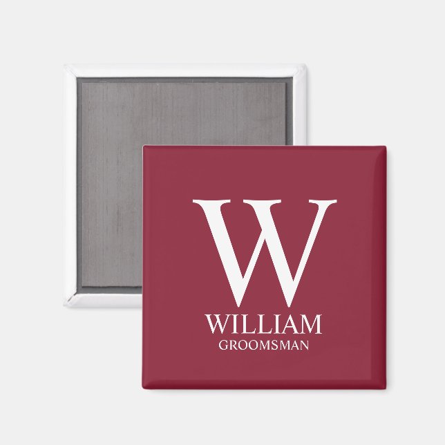 Personalised Groomsmen Monogram & Name Magnet (Front/Back)