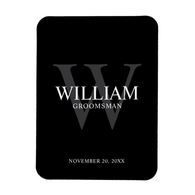 Personalised Groomsmen Monogram & Name Magnet (Vertical)