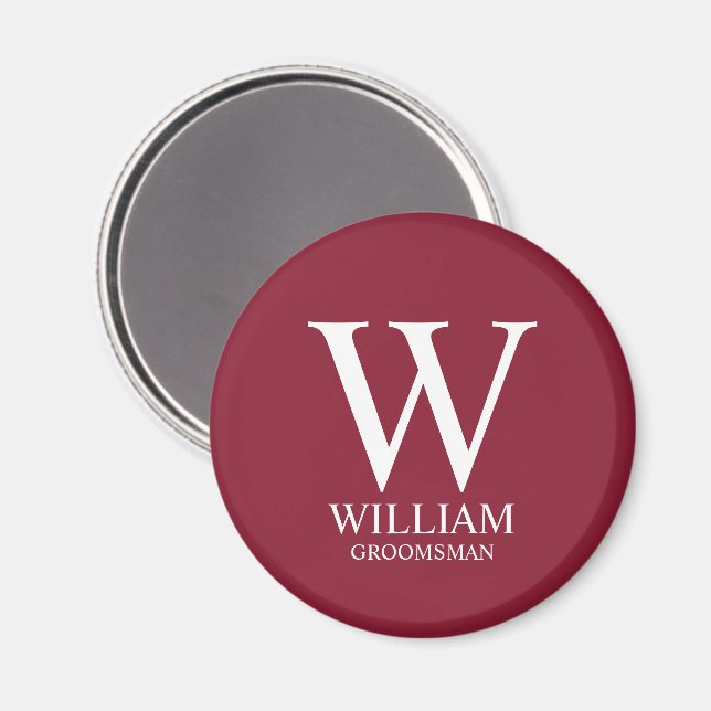 Personalised Groomsmen Monogram & Name Magnet (Front/Back)