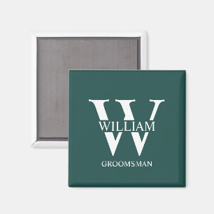 Personalised Groomsmen Monogram & Name Magnet